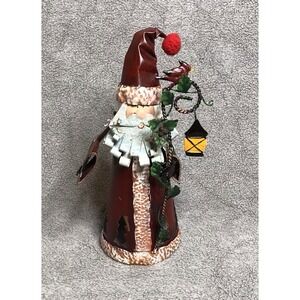 Hand Painted Metal Santa Figurine Christmas Decor 11" Tall Candle Cover